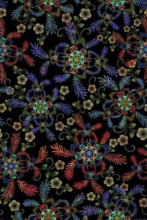 民族花卉印花华亿平台图片