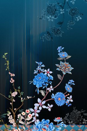 中国风定位花印花华亿平台图片