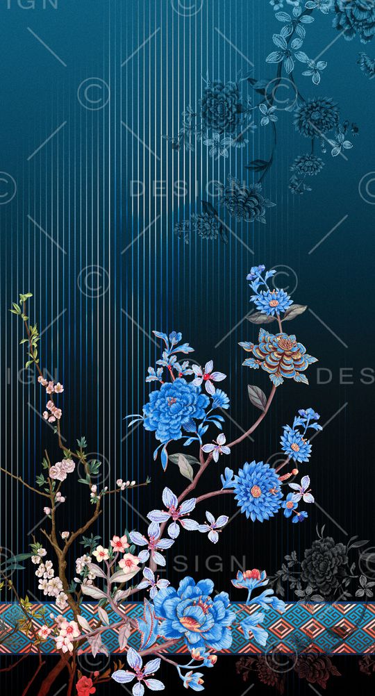 中国风定位花印花华亿平台图片