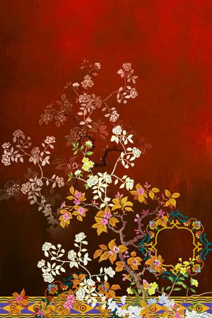 中国风定位花印花华亿平台图片