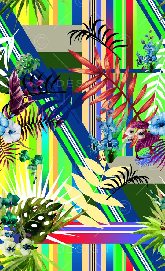 几何花卉印花华亿平台图片