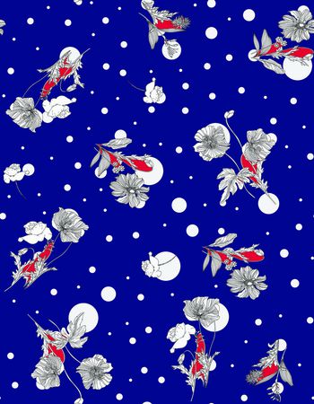 线条花卉印花华亿平台图片