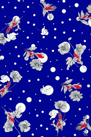 线条花卉印花华亿平台图片