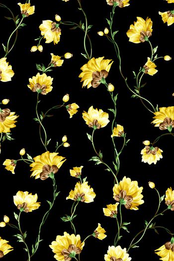 清爽底花卉印花华亿平台图片