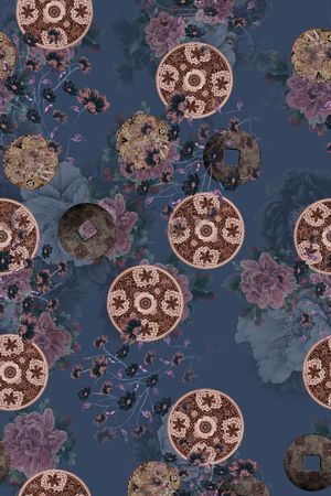 连衣裙印花华亿平台图片