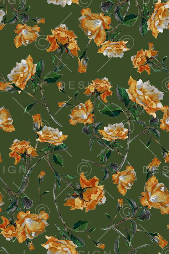 黑底花卉印花华亿平台图片