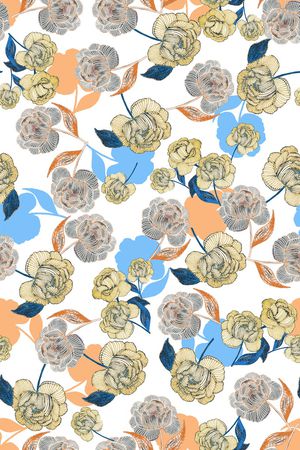 手绘花卉印花华亿平台图片