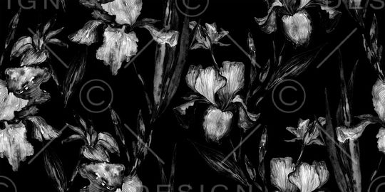 黑底花卉印花华亿平台图片