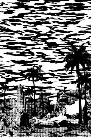 椰子树印花华亿平台图片