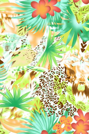 花卉豹纹混搭印花华亿平台图片