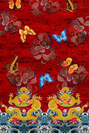 中国风定位花印花华亿平台图片