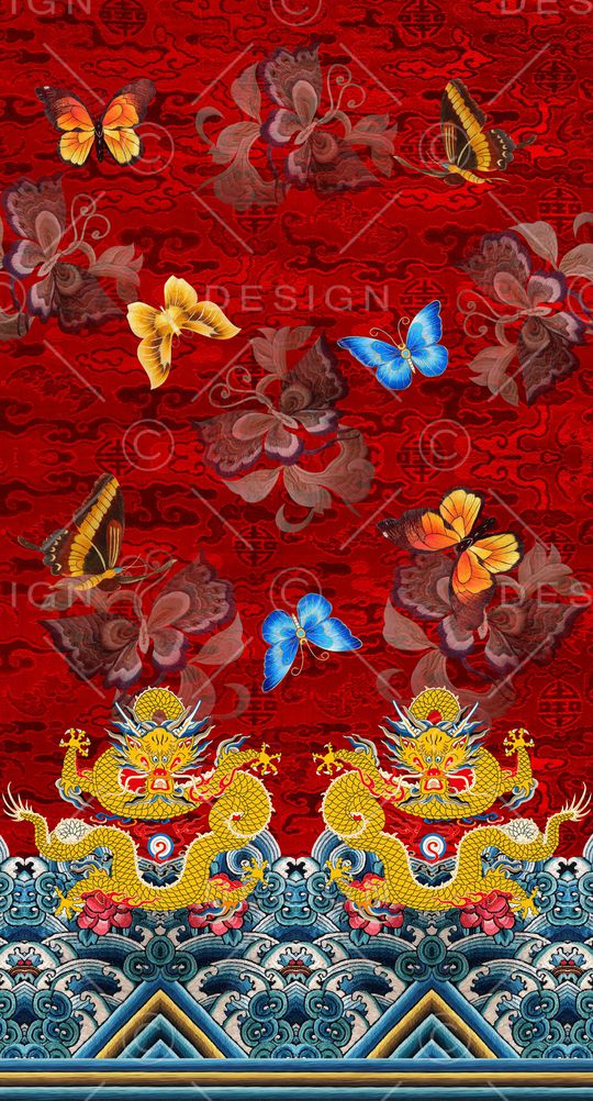 中国风定位花印花华亿平台图片