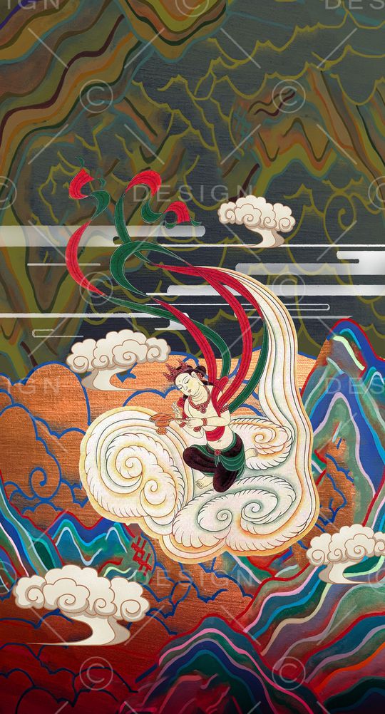 中国风定位花印花华亿平台图片