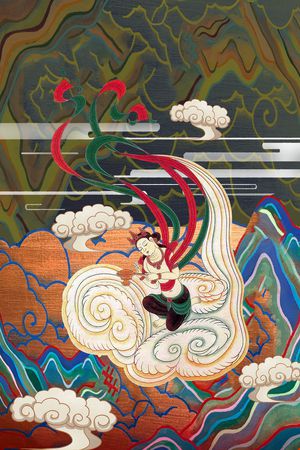 中国风定位花印花华亿平台图片