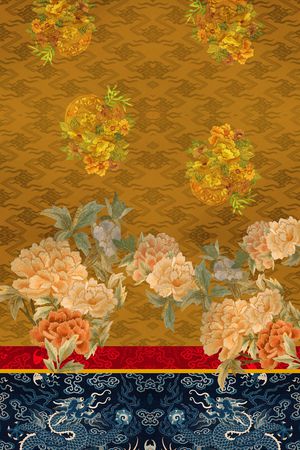 中国风定位花印花华亿平台图片