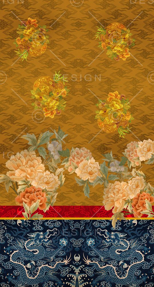 中国风定位花印花华亿平台图片