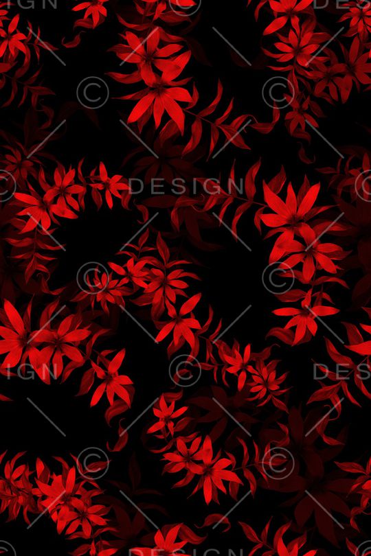 黑底花卉印花华亿平台图片