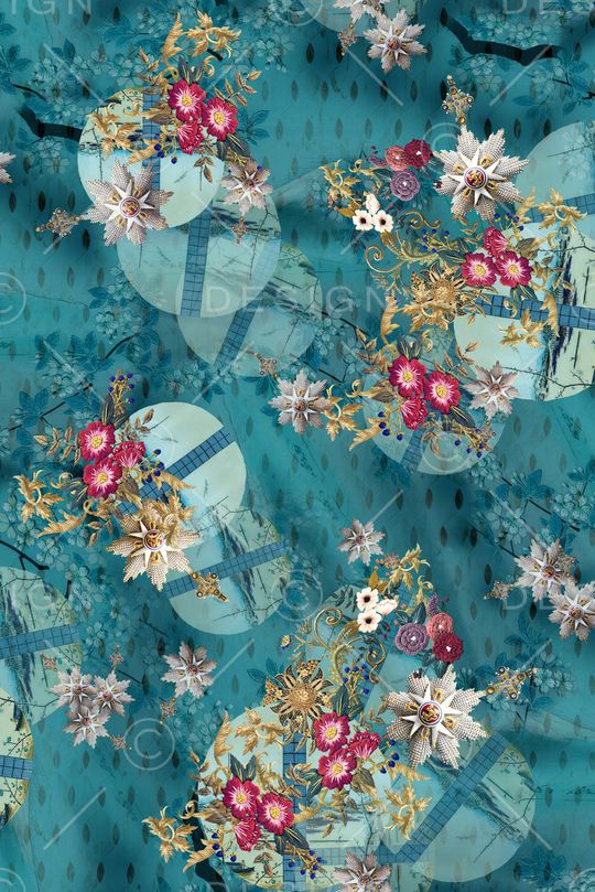 民族花卉印花华亿平台图片