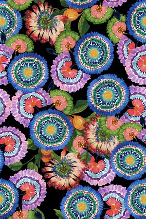 抽象花卉印花华亿平台图片