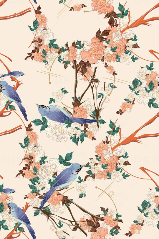 花鸟印花华亿平台图片