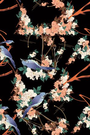 花鸟印花华亿平台图片