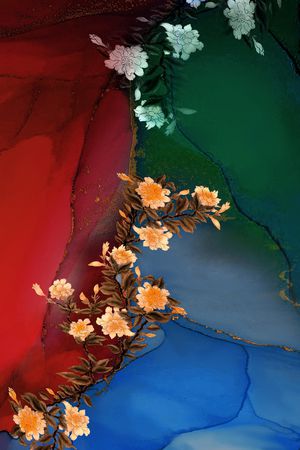 中国风定位花印花华亿平台图片