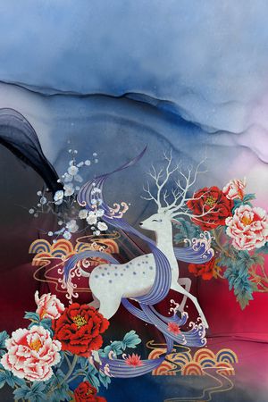 中国风定位花印花华亿平台图片