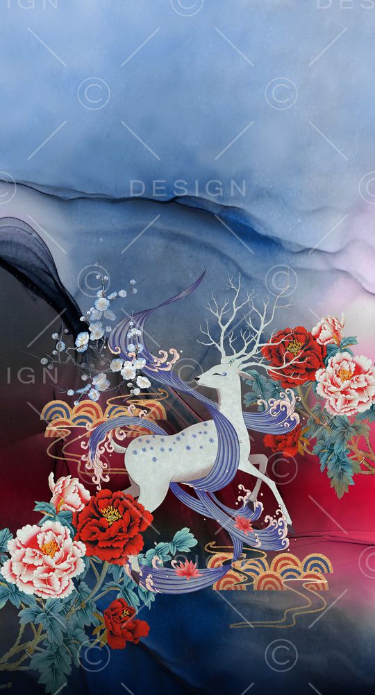 中国风定位花印花华亿平台图片