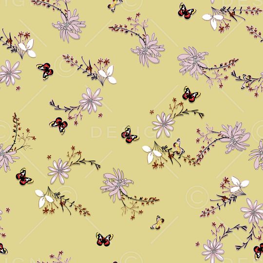 花卉蝴蝶印花华亿平台图片