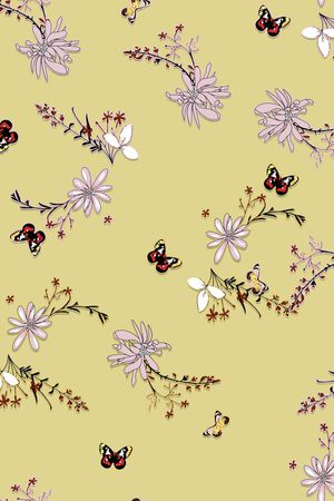 花卉蝴蝶印花华亿平台图片