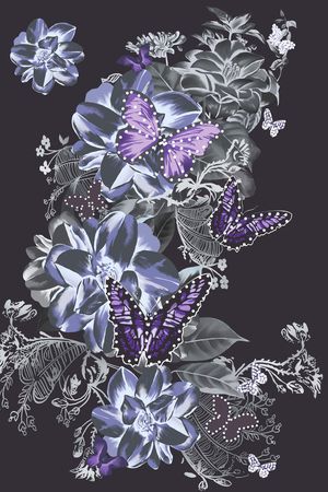 花卉蝴蝶印花华亿平台图片