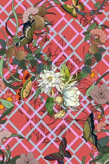 花卉蝴蝶印花华亿平台图片