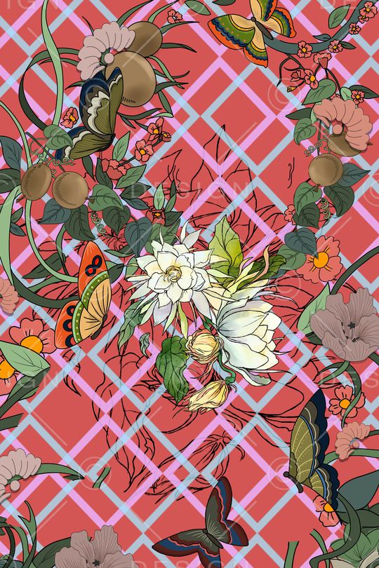 花卉蝴蝶印花华亿平台图片