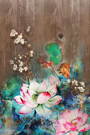 荷花印花华亿平台图片