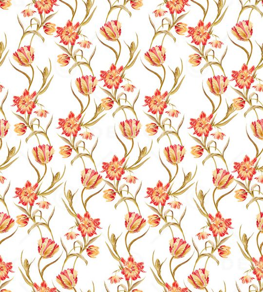 手绘花卉印花华亿平台图片