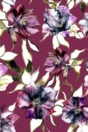 手绘花卉印花华亿平台图片