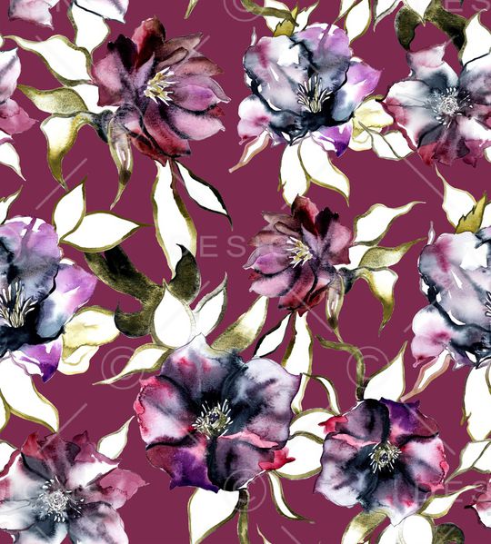 手绘花卉印花华亿平台图片