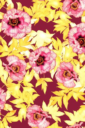 手绘花卉印花华亿平台图片