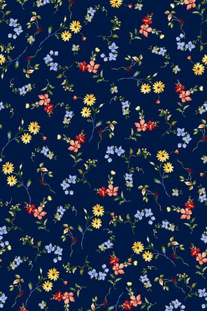 黑底花卉印花华亿平台图片