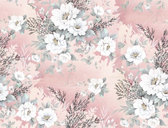 手绘花卉印花华亿平台图片