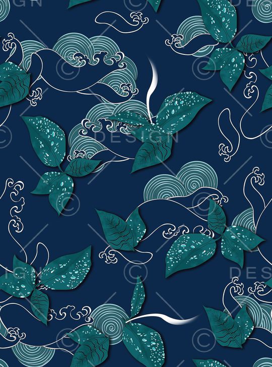 蓝色印花华亿平台图片