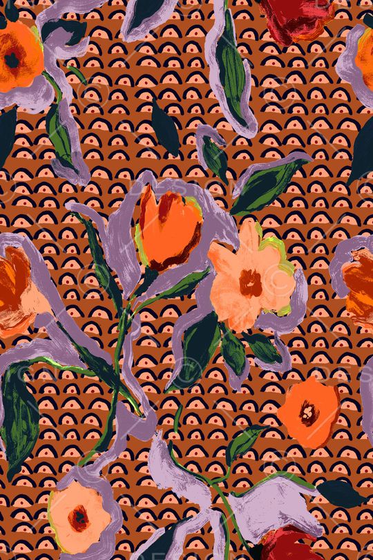 几何花卉印花华亿平台图片