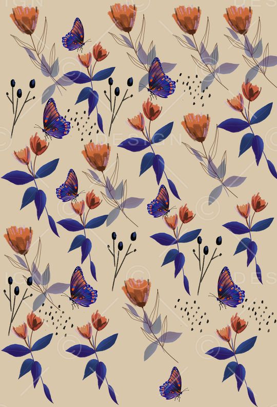 花卉蝴蝶印花华亿平台图片