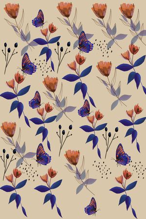 花卉蝴蝶印花华亿平台图片