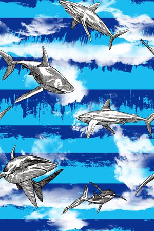 鲨鱼印花华亿平台图片