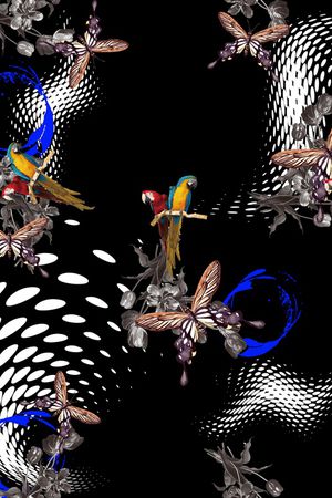 花卉蝴蝶印花华亿平台图片