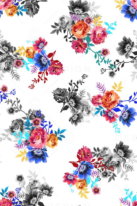 灰色花印花华亿平台图片