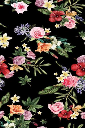 手绘花卉印花华亿平台图片