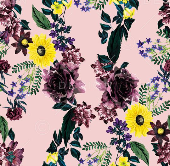 手绘玫瑰印花华亿平台图片