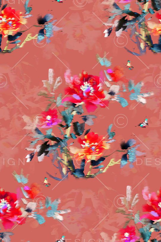 抽象花卉印花华亿平台图片